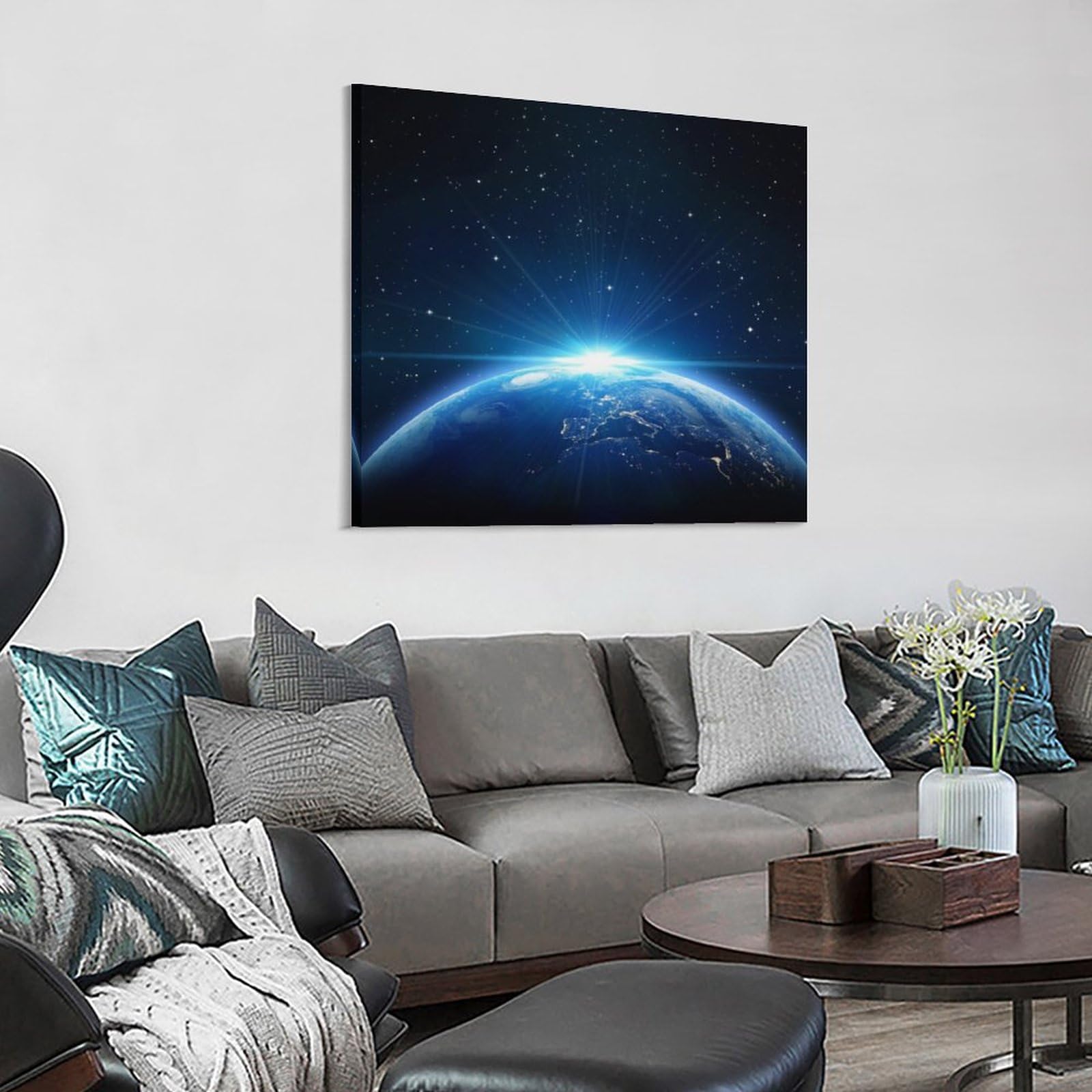Amazon｜絵画 昼と夜の時間帯インテリア 絵画 宇宙の太陽と星